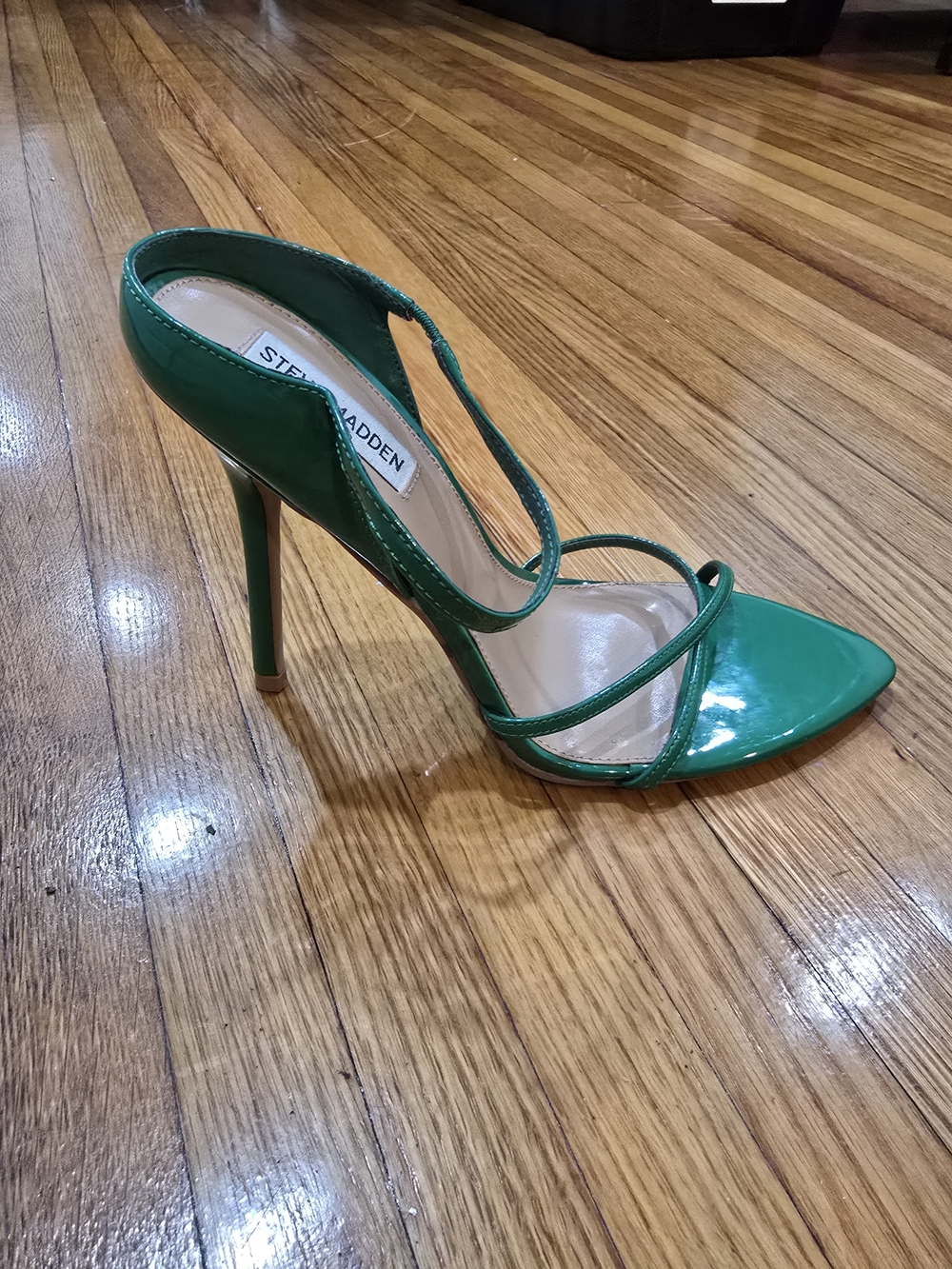 Steve Madden Green Patent Strappy Stiletto Sandal